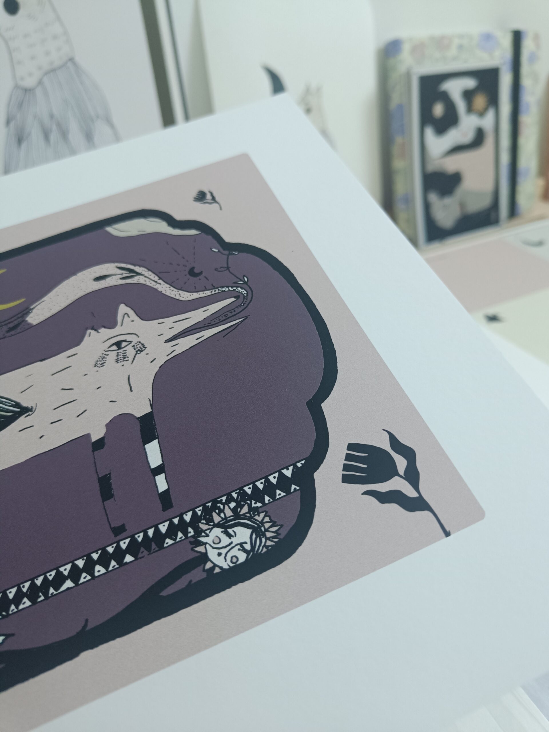 tirage d'art chien loup illustration a4 ambre watteau