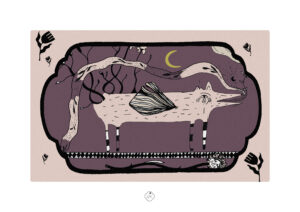 tirage d'art chien loup illustration a4 ambre watteau