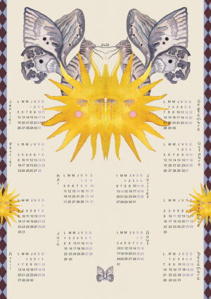 Calendrier 2026 le chat esprit et le soleil illustration A3 ambre watteau