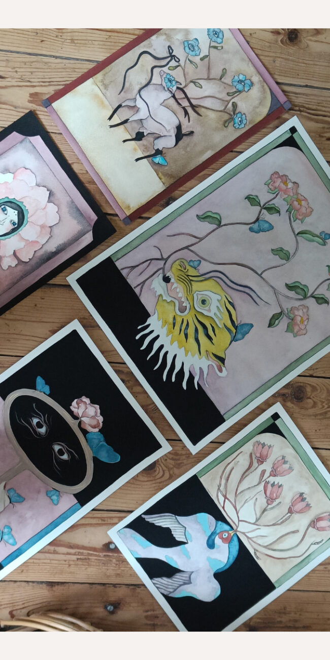 illustration, aquarelle, gouache, atelier