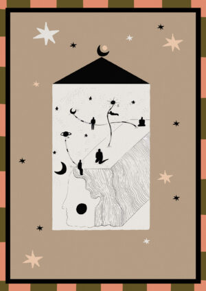 illustration voyage cosmique carte postale messagers ambre watteau