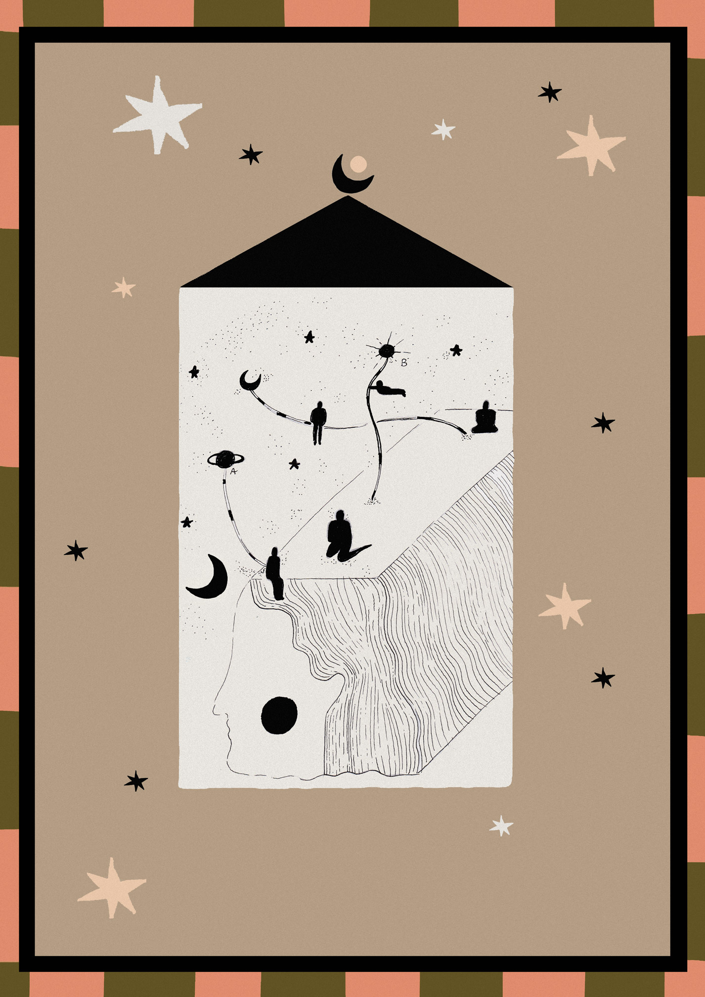 illustration voyage cosmique carte postale messagers ambre watteau