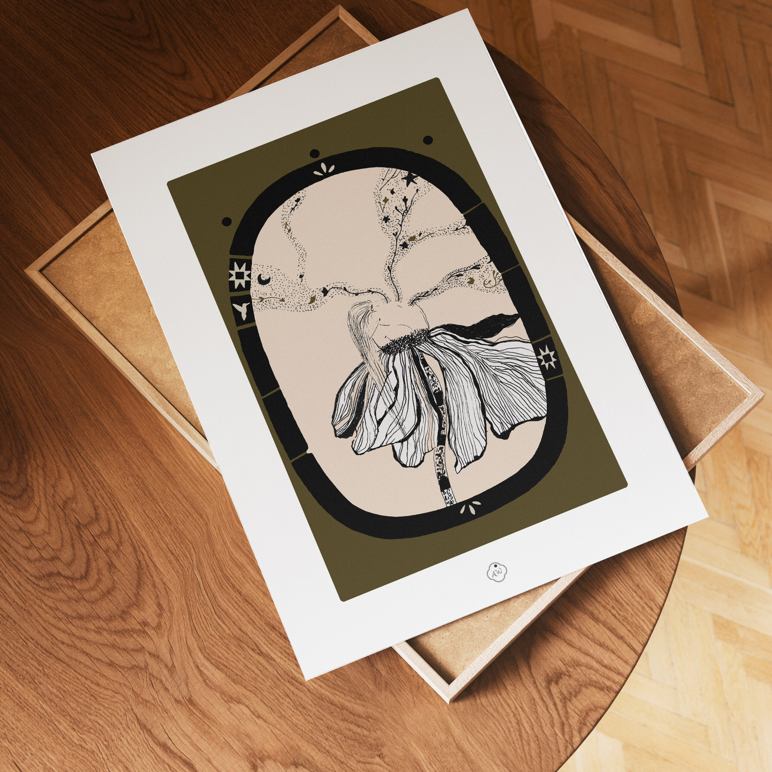 tirage d'art petite fleur fragile fleur femme onirique ambre watteau illustration