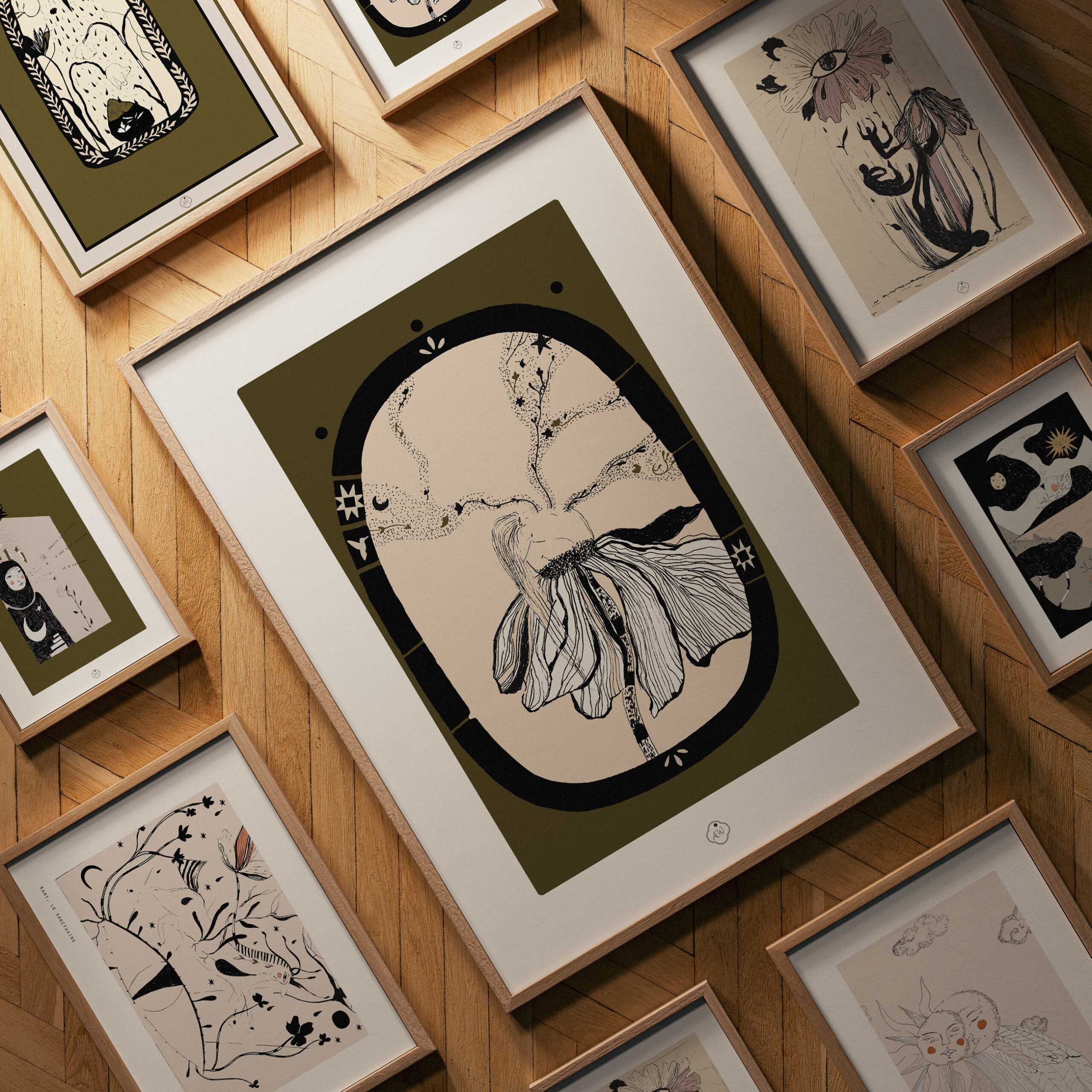 tirage d'art petite fleur fragile fleur femme onirique ambre watteau illustration