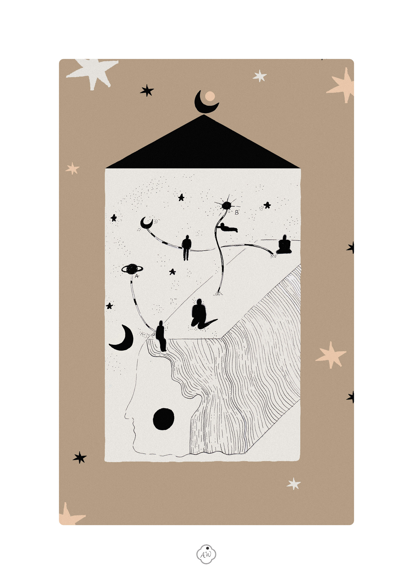 voyage cosmique ambre watteau tirage d'art