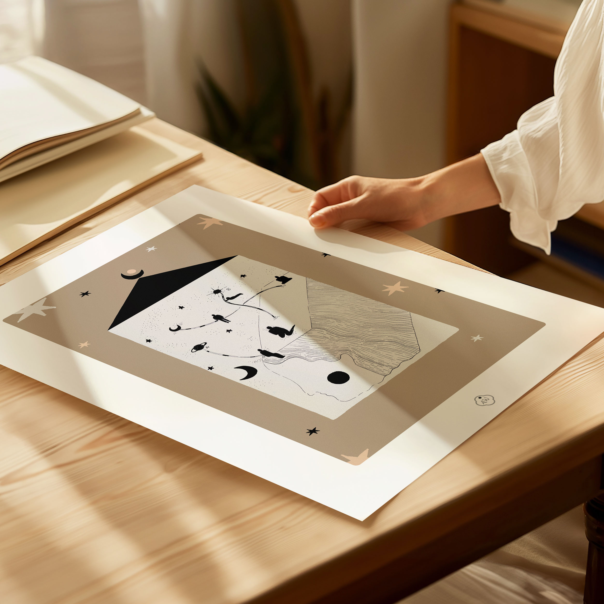 voyage cosmique ambre watteau tirage d'art