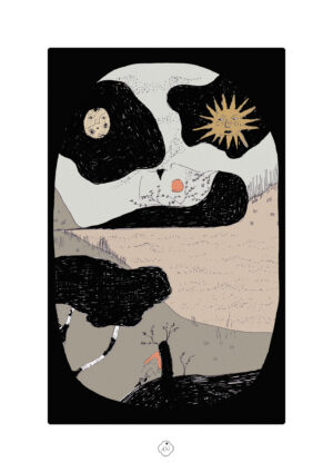 serenity tirage d'art ambre watteau astre soleil lune paysage