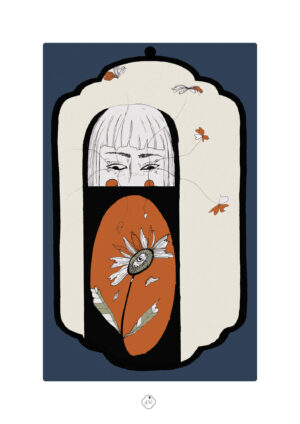 je te cueille illustration style japonaise ambre watteau tirage d'art