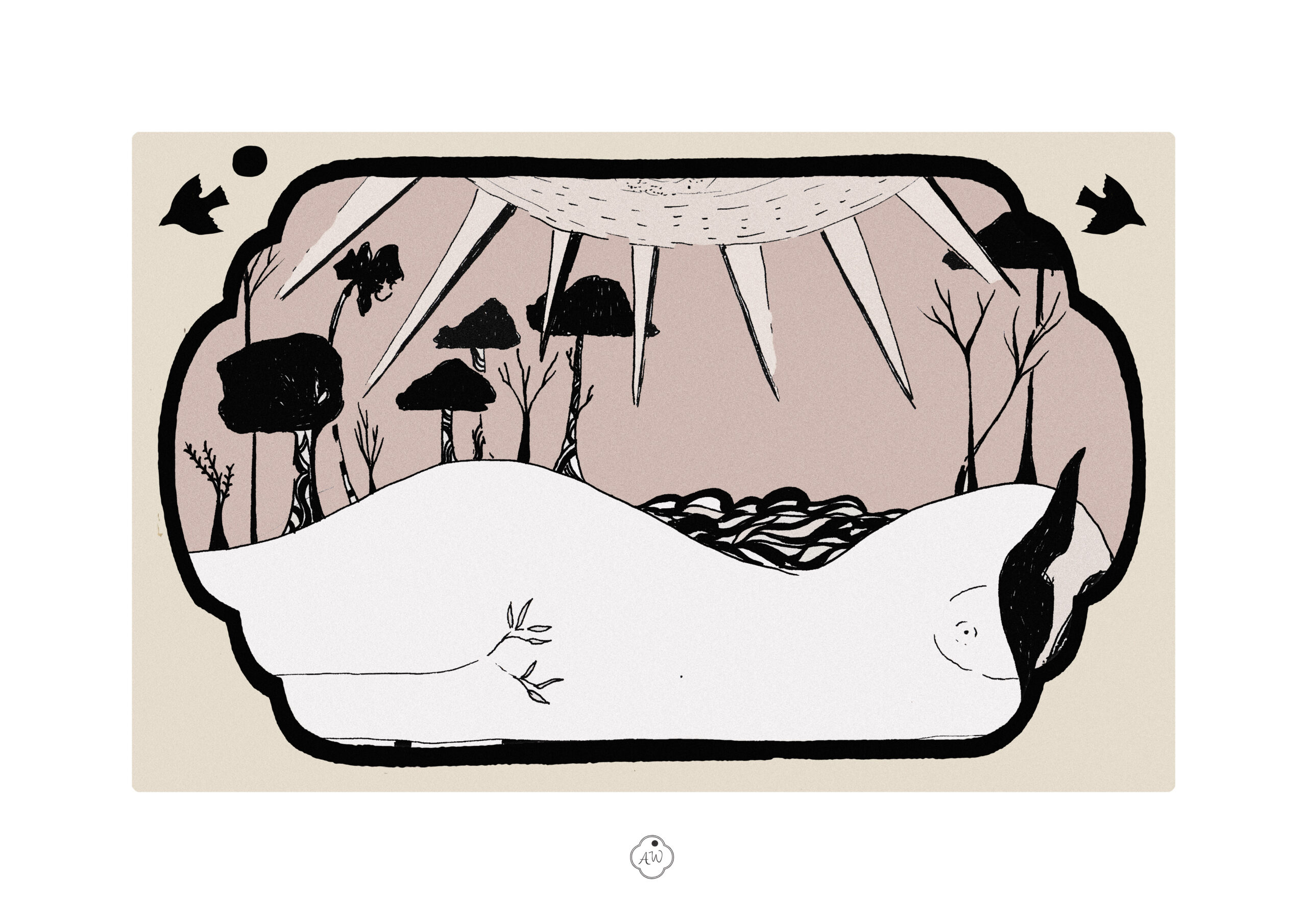 Mon corps brule paysage femme tirage d'art ambre watteau