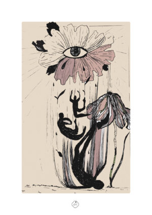 le rêve oeil fleur personnage artiste ambre watteau tirage d'art