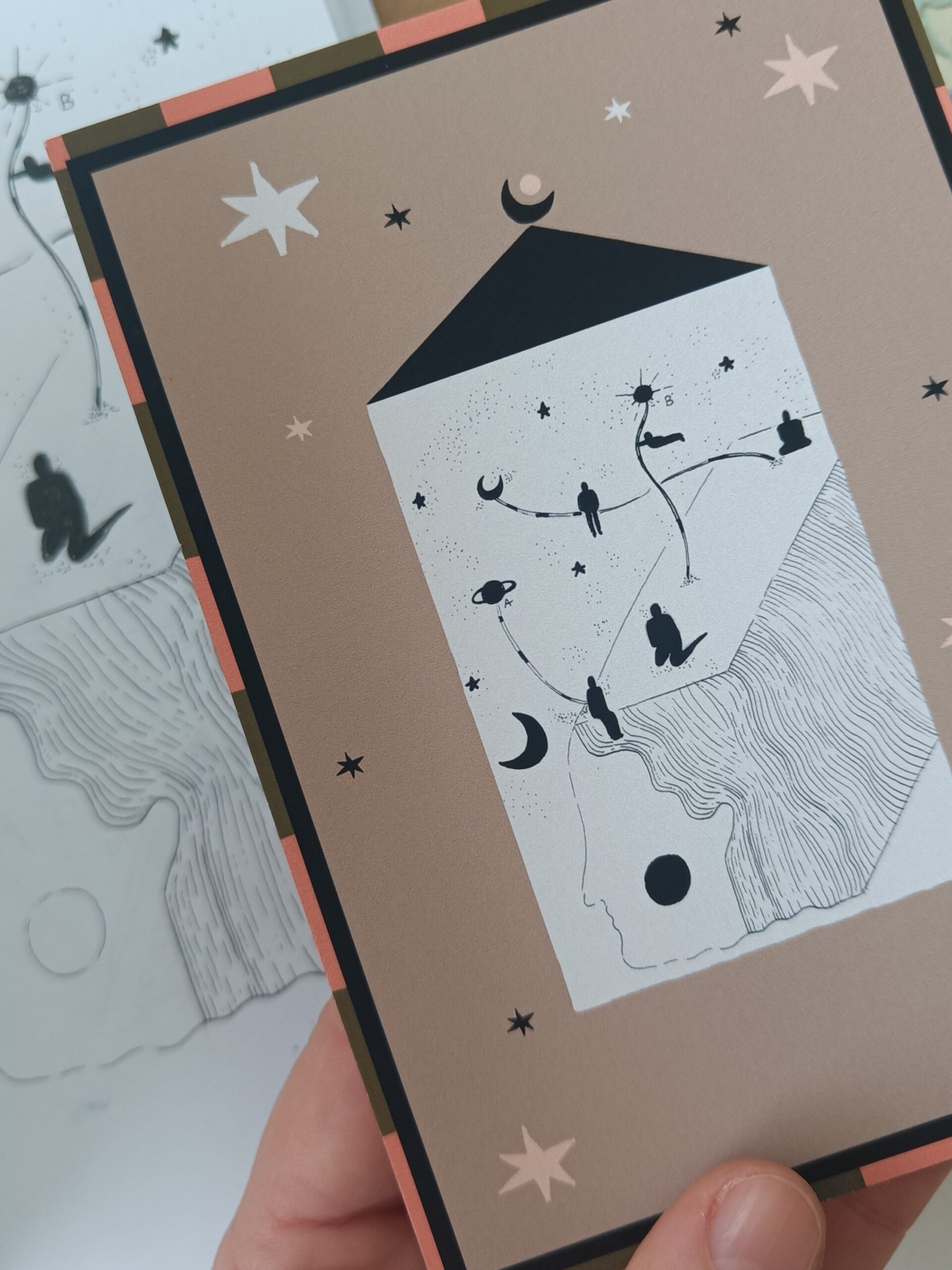 illustration voyage cosmique carte postale messagers ambre watteau