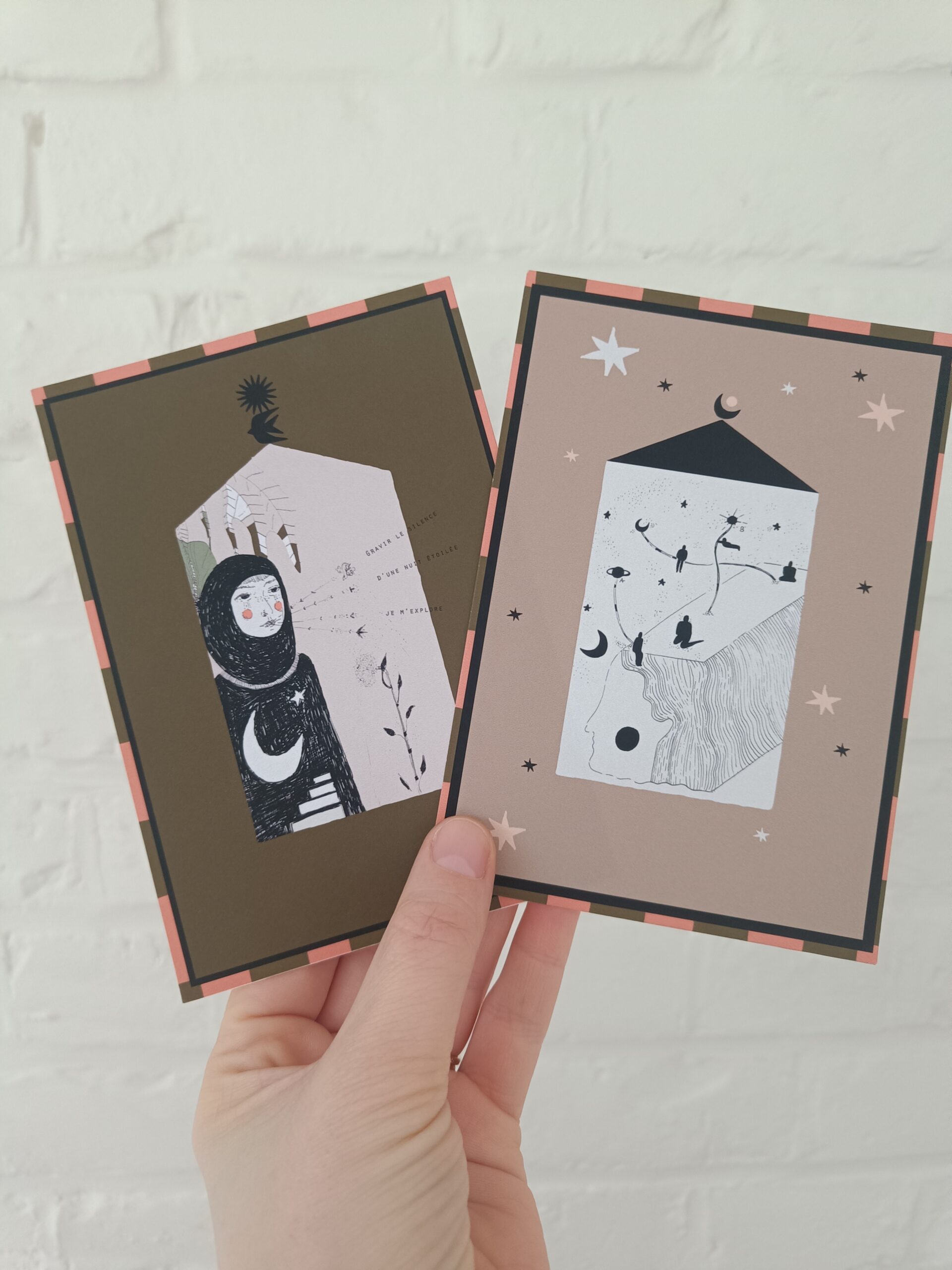 illustration voyage cosmique carte postale messagers ambre watteau