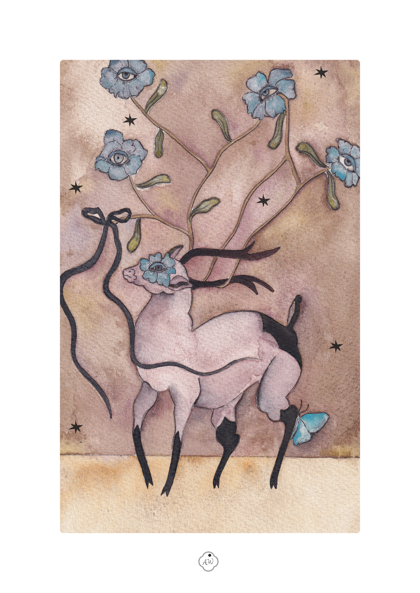 Yugen cerf ambre watteau tirage d'arts